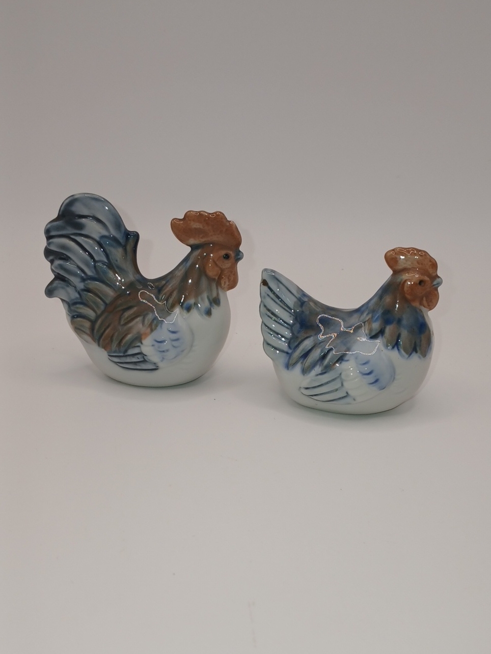Vintage Otagiri Rooster and Chicken Figurine Set Japan